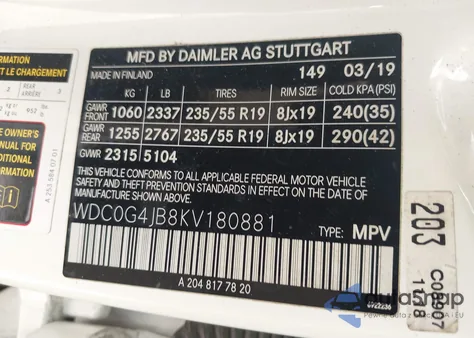 2019 Mercedes-Benz Glc 300 z USA, uszkodzony, nr VIN WDC0G4JB8KV180881